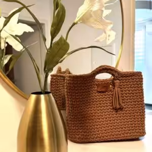 häckeltasche aus makramee